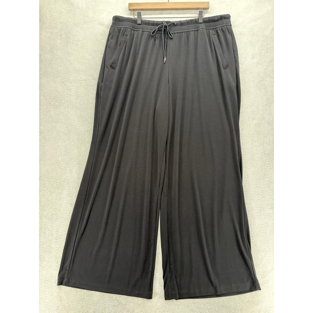 Lane Bryant Matte Jersey Wide Leg Sweatpants Womens 22/24L Black Drawstring NWT